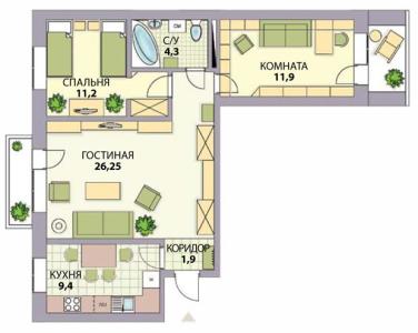 початковий план 3-кімнатної квартири   варіант перепланування трикімнатної квартири зі знесенням стін коридору